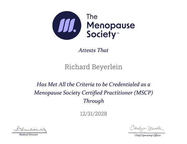 Dr. Richard Beyerlein Menopause Society Certified Practitioner