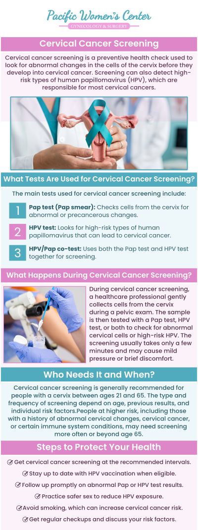At Pacific Women’s Center, Dr. Richard A. Beyerlein, MD, and our team emphasize the importance of routine cervical cancer screening as part of preventive women’s healthcare. Regular screening can help identify abnormal cervical cell changes before they develop into more serious concerns, supporting earlier evaluation and timely care when needed. Our clinic provides personalized screening guidance based on age, health history, previous test results, and individual risk factors. By staying consistent with recommended cervical health screenings, women in Eugene, OR, can take a proactive approach to protecting their reproductive health and overall well-being. For more information, please contact us or book an appointment online. We are conveniently located at 911 Country Club Rd. Suite 222, Eugene, OR 97401. At Pacific Women’s Center, Dr. Richard A. Beyerlein, MD, and our team emphasize the importance of routine cervical cancer screening as part of preventive women’s healthcare. Regular screening can help identify abnormal cervical cell changes before they develop into more serious concerns, supporting earlier evaluation and timely care when needed. Our clinic provides personalized screening guidance based on age, health history, previous test results, and individual risk factors. By staying consistent with recommended cervical health screenings, women in Eugene, OR, can take a proactive approach to protecting their reproductive health and overall well-being. For more information, please contact us or book an appointment online. We are conveniently located at 911 Country Club Rd. Suite 222, Eugene, OR 97401.